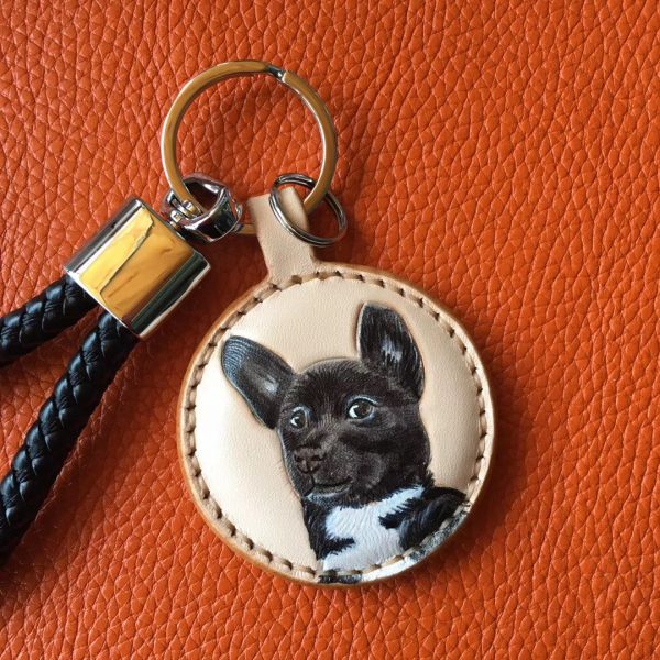 customized personalized pet memorial keychain beige