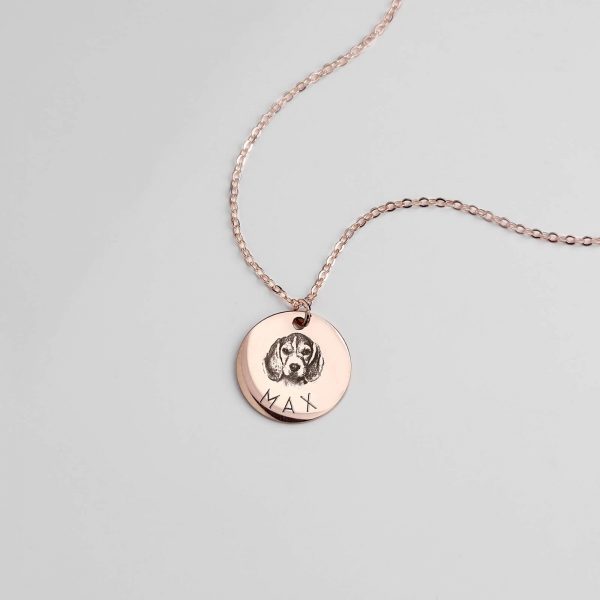 a rose gold color custom personalized pet necklace