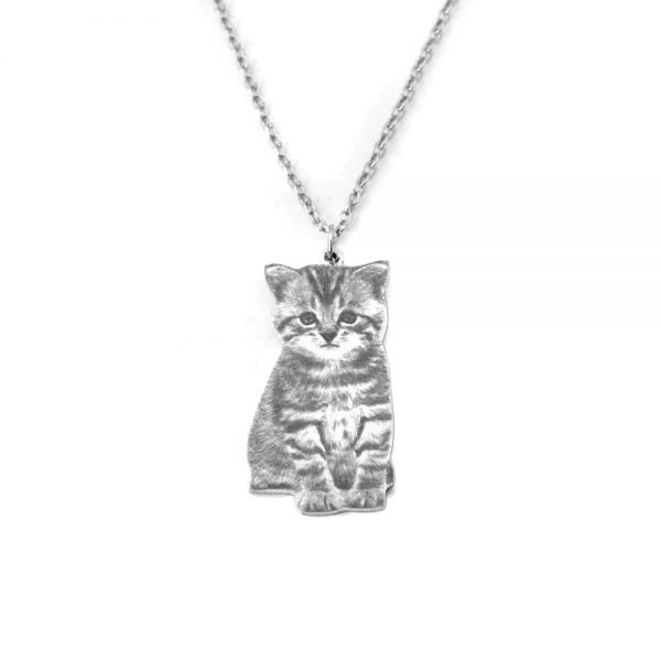 a cat personalized pet photo necklace front side