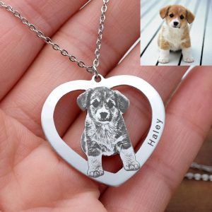 a heart shape personalized pet photo necklace