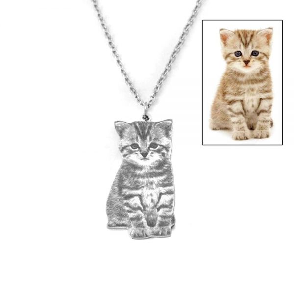 a cat personalized pet photo necklace
