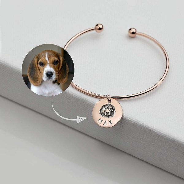 a gold custom pet photo personalized engraving bracelet