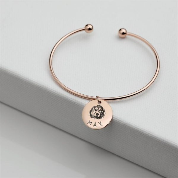a rosegold custom pet photo personalized engraving bracelet