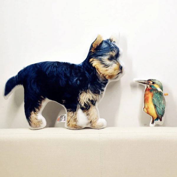 a dog and a bird custom photo pillow