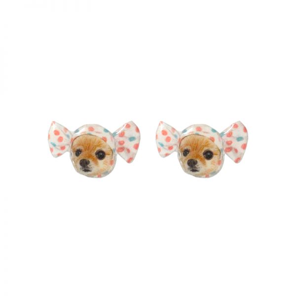 one pair of hand painted pet photo earrings