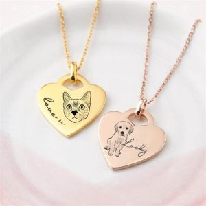 one gold and rose gold love heart pet photo pendant