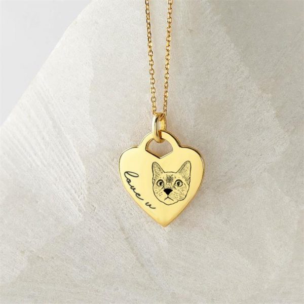 gold love heart pet photo pendant